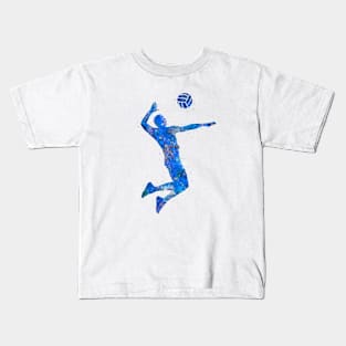 Volleyball player blue art Kids T-Shirt